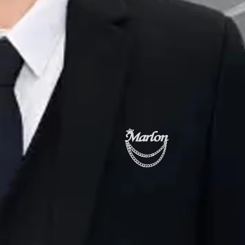 Tuxedo Lapel Pin - Broche com nome personalizado, alfinetes de