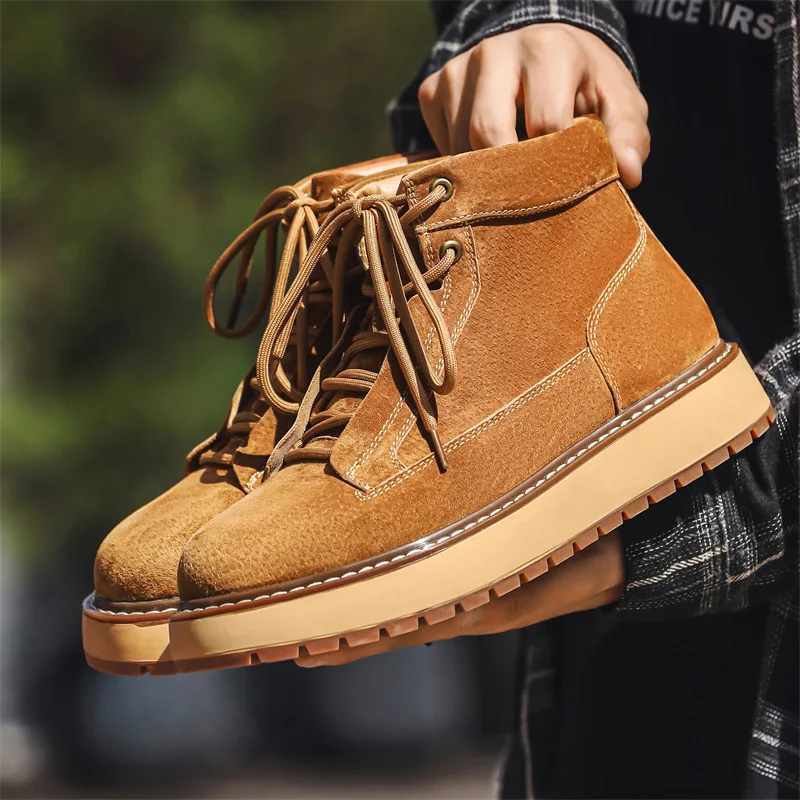 Men Formal Wear With Boots - Novo outono inverno artesanal vaca camurça