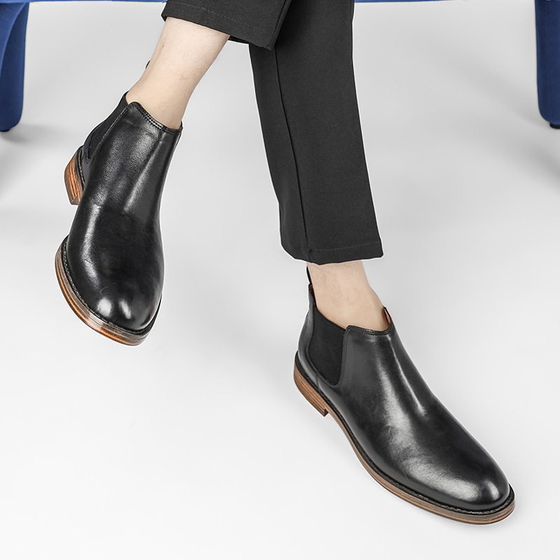 Botas masculinas de couro legí - Men Formal Wear With Boots avaliação e preço